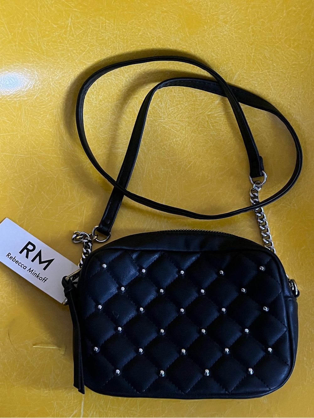 Rebecca Minkoff Black Quilted Studded Leather Crossbody